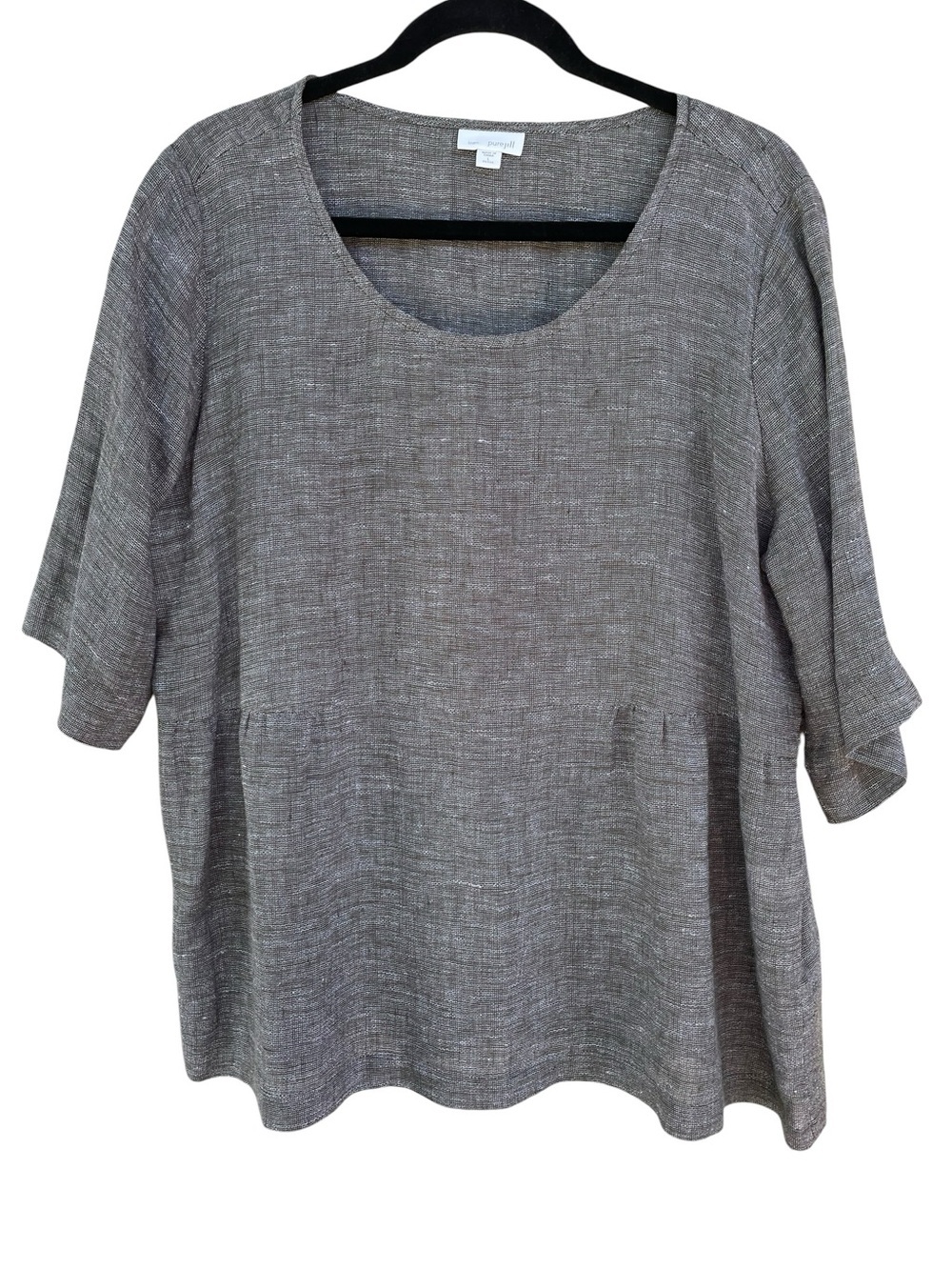 J. JILL Linen Blend Peplum 3/4 Sleeve Lagenlook Casual Tunic Top - Sz LP